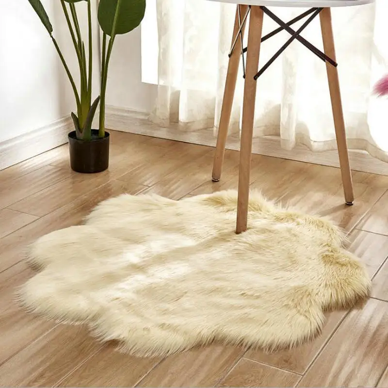 BEIGE Плюшевый лохматый ковер из искусственной шерсти, 5-6 см, зимний ковер для гостиной, украшение для дома, коврик для гостиной, пушистый коврик для спальни, Розовый ковер - Цвет: BEIGE