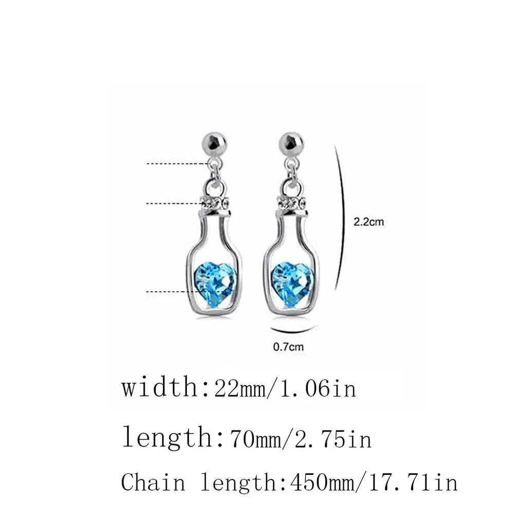 Модное популярное синее ожерелье с кристаллом в форме сердца цепочка для девочек