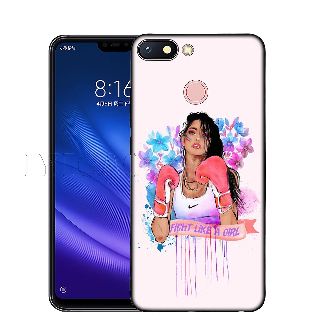 IYICAO Cartoon Boxing Girl Gloves Pattern tpu Soft Phone Case for Xiaomi Mi 10 9 9T CC9 CC9E 8 SE A3 Pro A1 A2 Lite 6 f1 |
