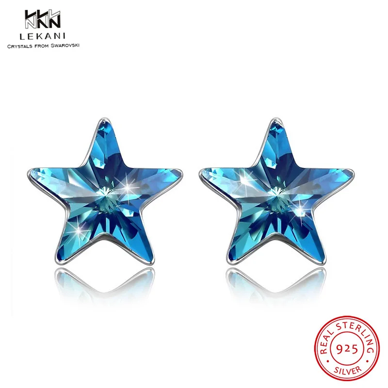 LEKANI кристаллы от Swarovski Лепесток Кристалл серьги гвоздики 925 кристалл Роскошные