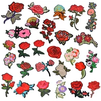 20pcs flowers mixed patches iron on patches for clothing diy fabric badge stickers embroidered appliques clothes repair crafts