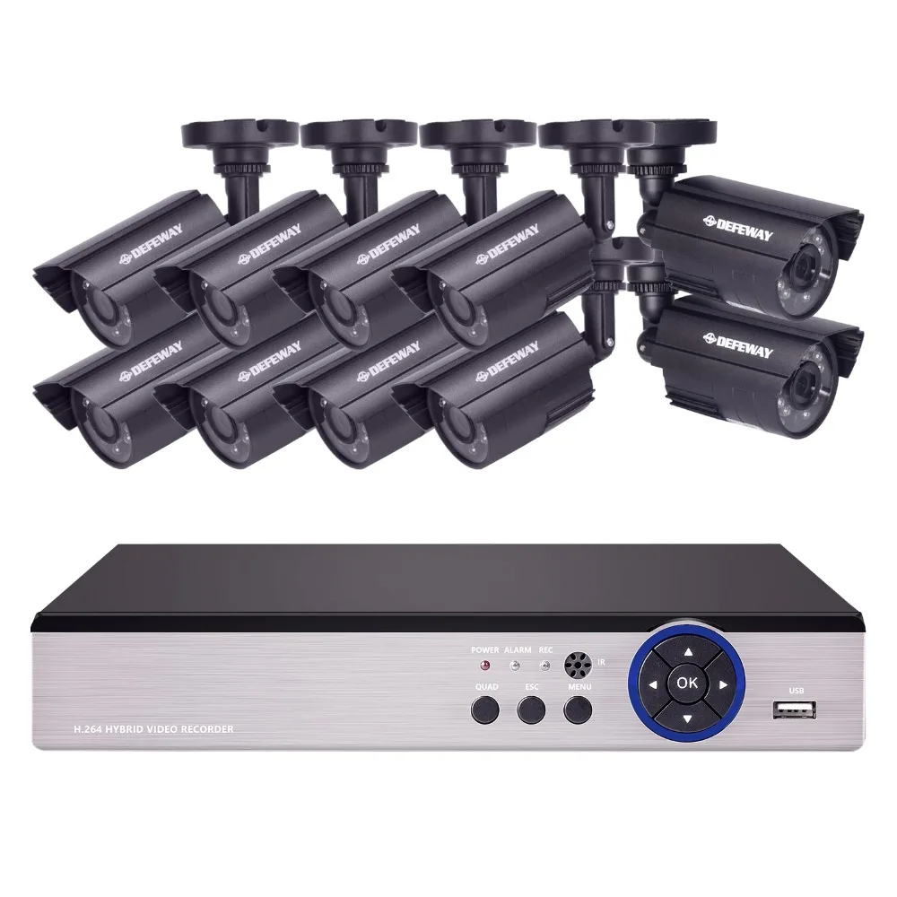 DEFEWAY 1080N DVR 1200TVL 720P HD внешний система камер домашней безопасности 16CH CCTV