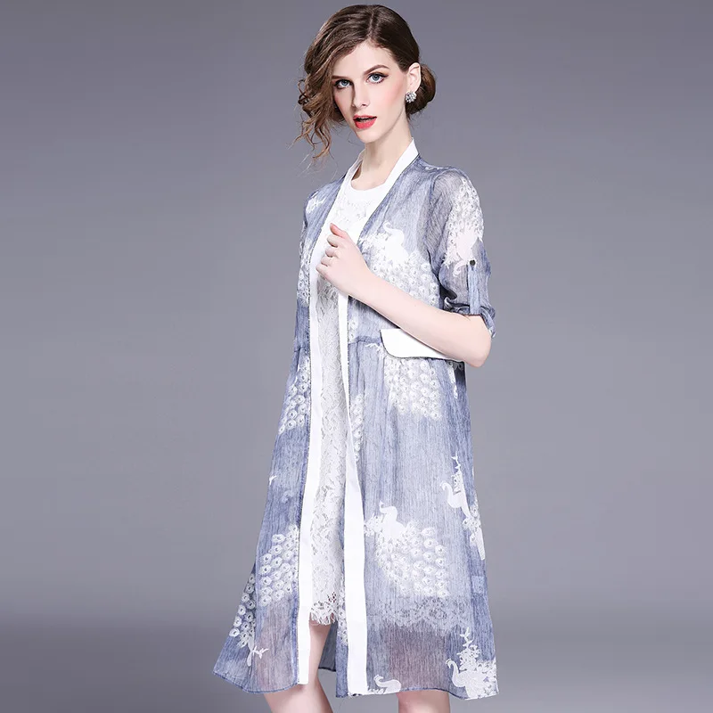 Новое весеннее кружевное платье для женщин в 2019 году Евро американский Печатный