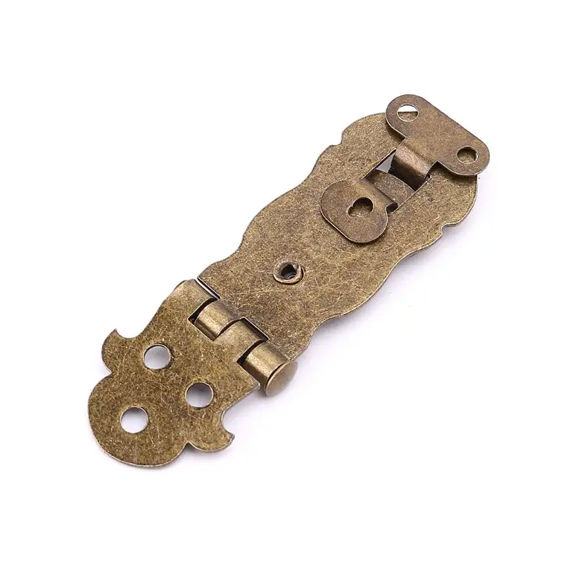 

Bronze Tone Wooden Box Toggle Lock Vintage Metal Buckle Antique Hasp Latch