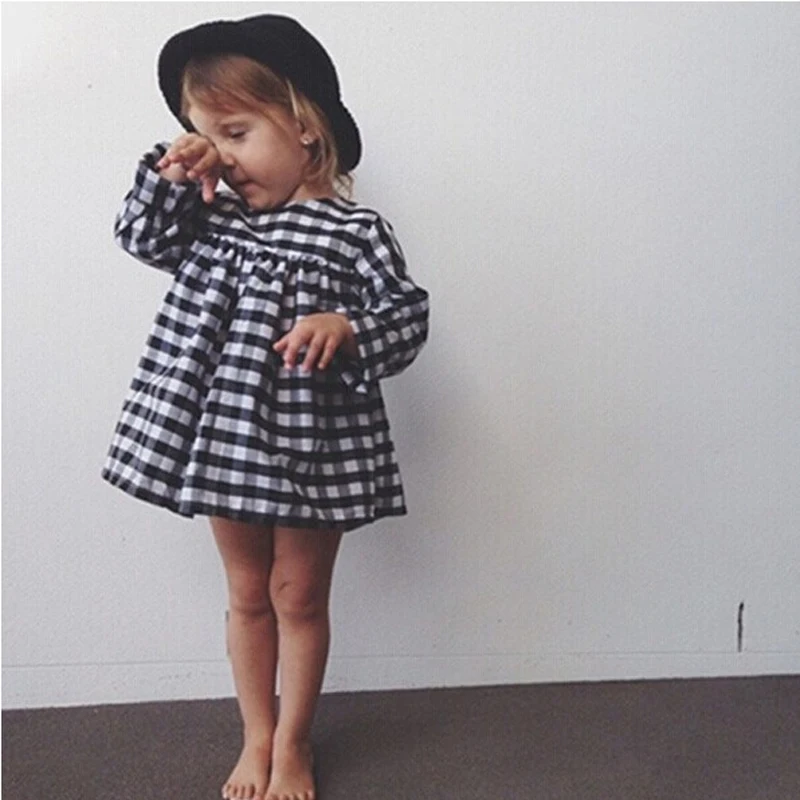 Girls Dresses New 2021 Baby Costume Dress For Long Sleeve Plaid European Vestido Vetement Fille Kids Party Clothing | Детская одежда и