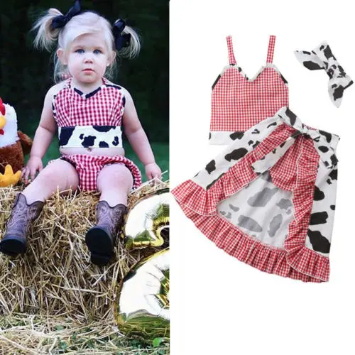 Новый стиль детская корова для девочек яркий топ на бретельках маленьких