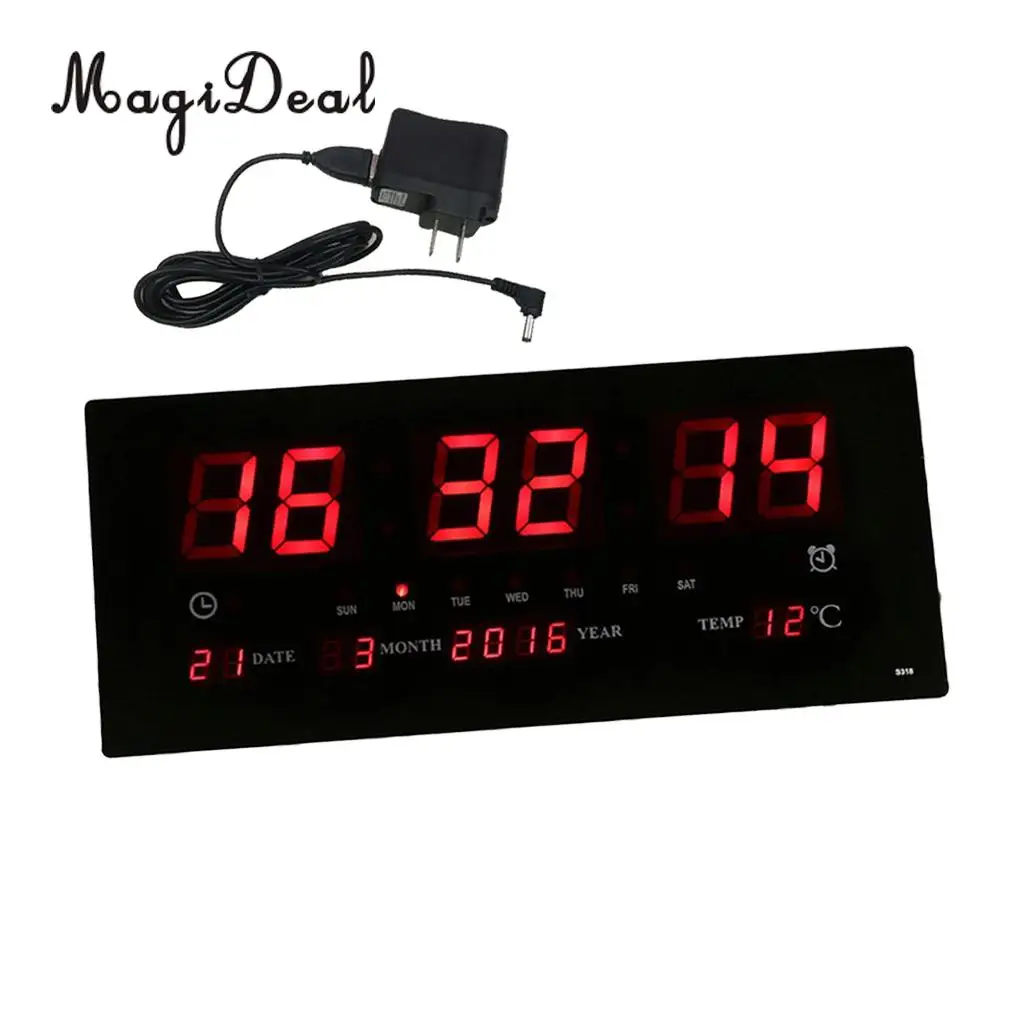 Extra Big Screen LED Office Wall Clock 24H Calendar -Time - Days Week Year Temperature Meter Projection Clocks US | Дом и сад