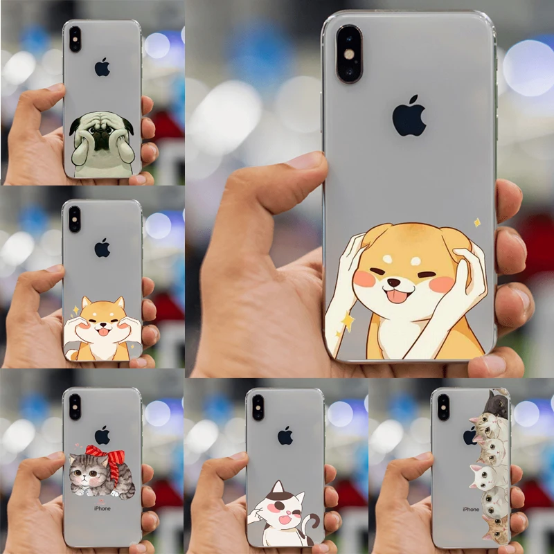 Cute Welsh Corgi Pembroke Shiba Inu Animal Dog The cat Soft Silicon TPU Case Cover For iphone XS MAX 8 8Plus 6 6S Plus 5 5S SE | Мобильные