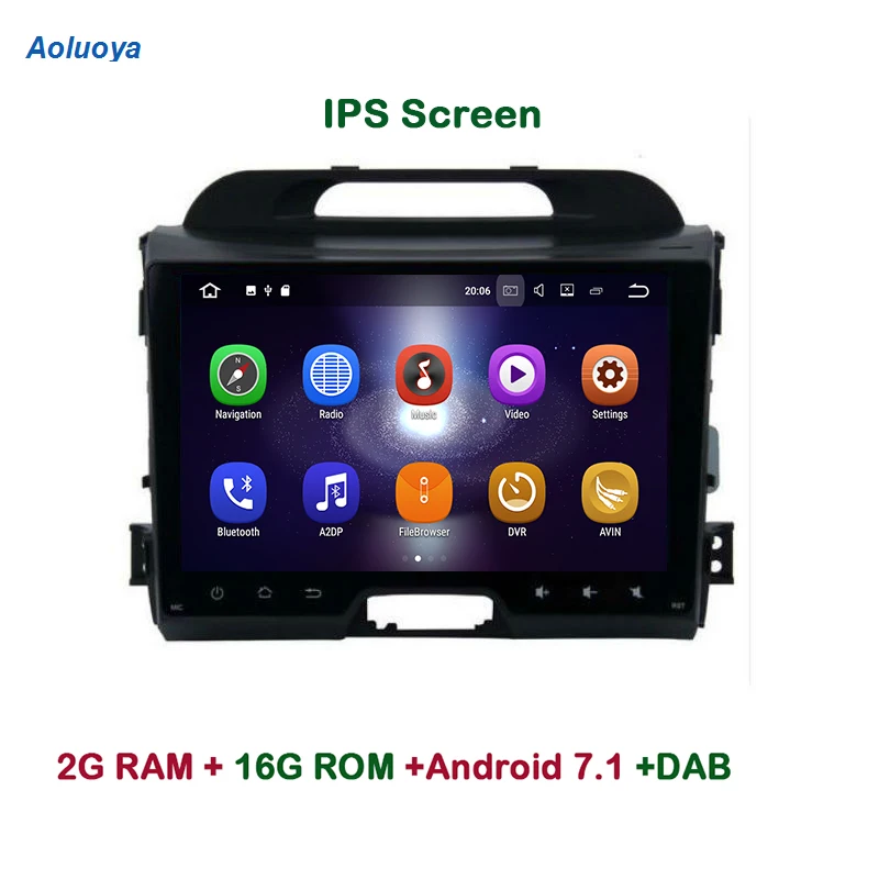 Aoluoya 9 &quotIPS 2 Гб RAM Android 7 1 автомобильный DVD GPS навигационный плеер для KIA Sportage R/Sportage