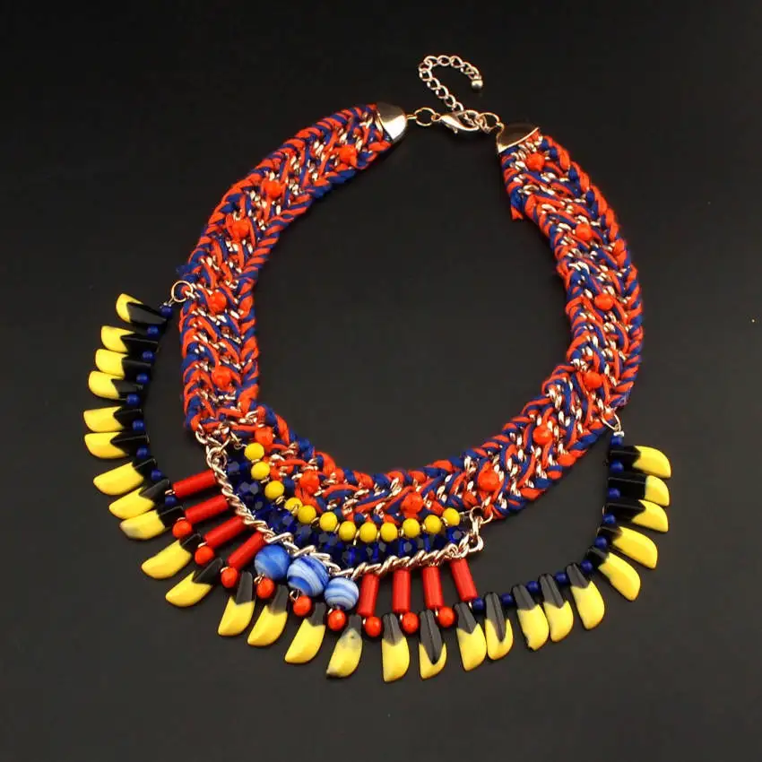 Богемный винтажный дизайн модные разноцветные бусины из смолы шерстяная