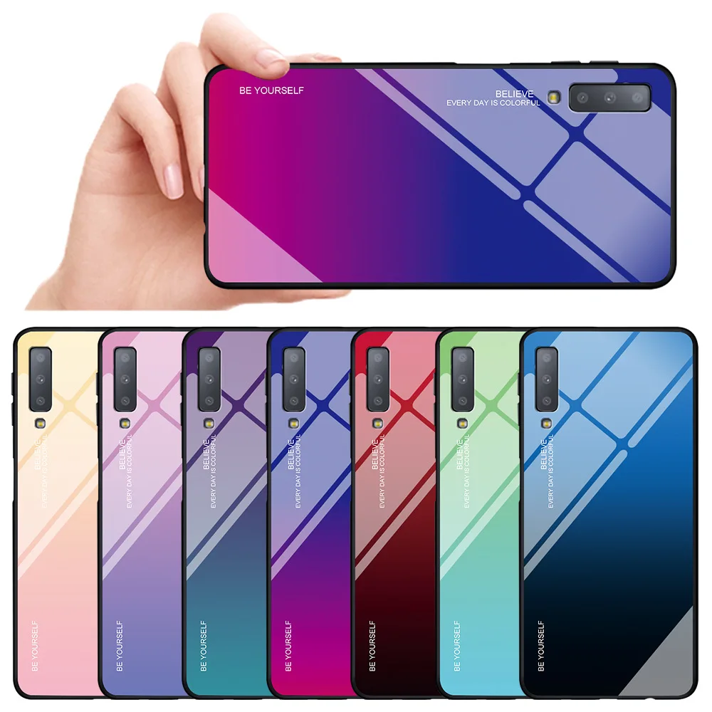 Чехол для телефона из закаленного стекла с градиентом Samsung Galaxy A10 A20E A30 A40 A50 A60 A70 A5 A7