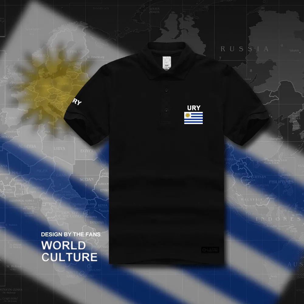 Uruguay, мужские рубашки поло, короткий рукав, белые, брендовые, с принтом, для страны, хлопок, Национальный флаг, новая мода