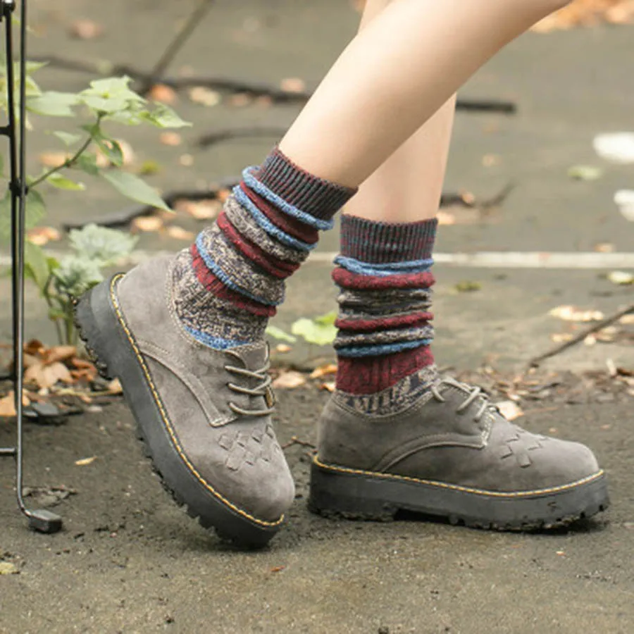 Женские толстые теплые носки [COSPLACOOL] хлопковые в стиле пэчворк с героями