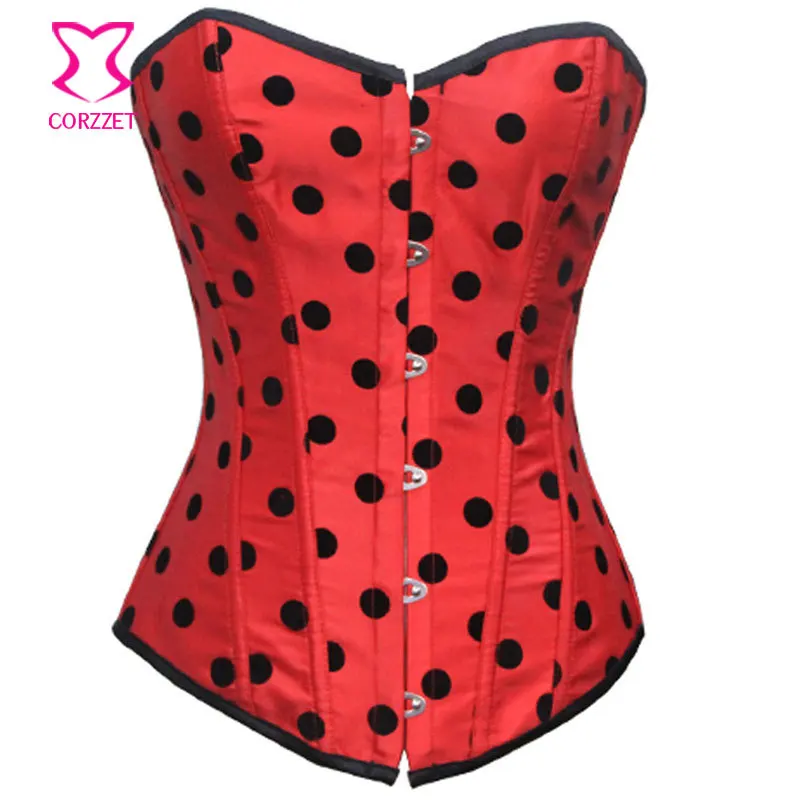Корсет женский атласный в черный горошек пикантный корсет готическом стиле для