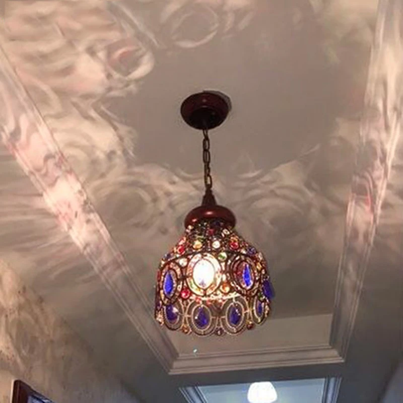 Цветная люстра в средиземноморском стиле с железным кристаллом освещение для