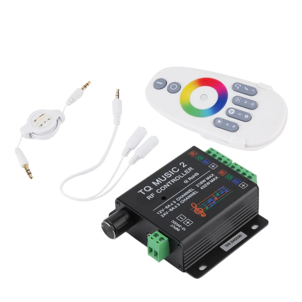 Звук Аудио LED RGB RF музыкальный контроллер Сенсорный пульт 2 канала 12/24 В 18А
