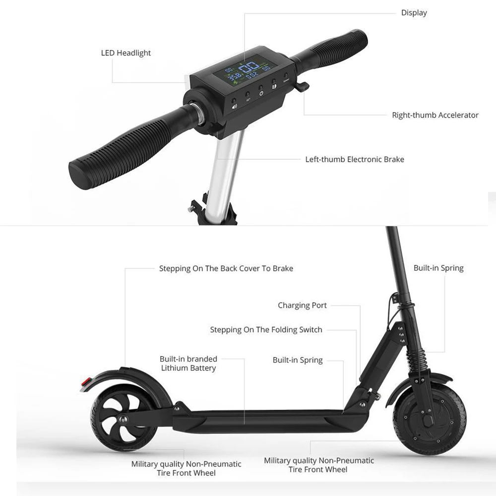 [Европейский запас] KUGOO S1 складной электрический скутер для взрослых 350 Вт 30 км/ч 30 км/ч диапазон ЖК-дисплей 8,5 дюймов e скутер для XIAOMI M365