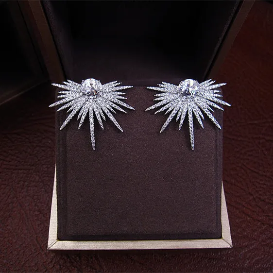 Женские серьги модные AAA кубического циркония в форме подсолнуха гвоздики