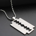 Ожерелье из нержавеющей стали для мужчин и женщин, серебряное ожерелье с лезвием для бритвы
