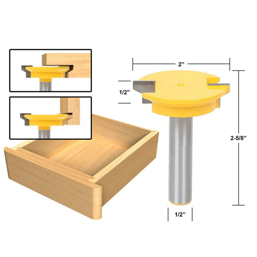 

1/2 Inch Yellow Durable Shank Straight Rail and Stile Router Bit Woodworking Chisel Cutter Tool