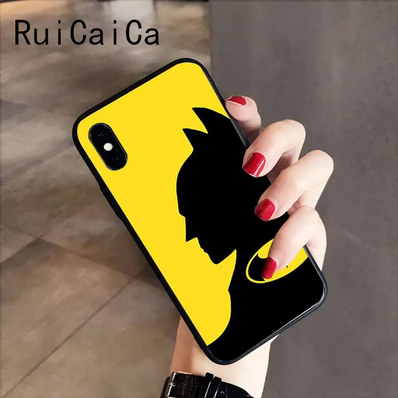 RuiCaiCa супергерой Бэтмен логотип ТПУ черный чехол для телефона iPhone X XS MAX 6 6s 7 7plus 8 8Plus