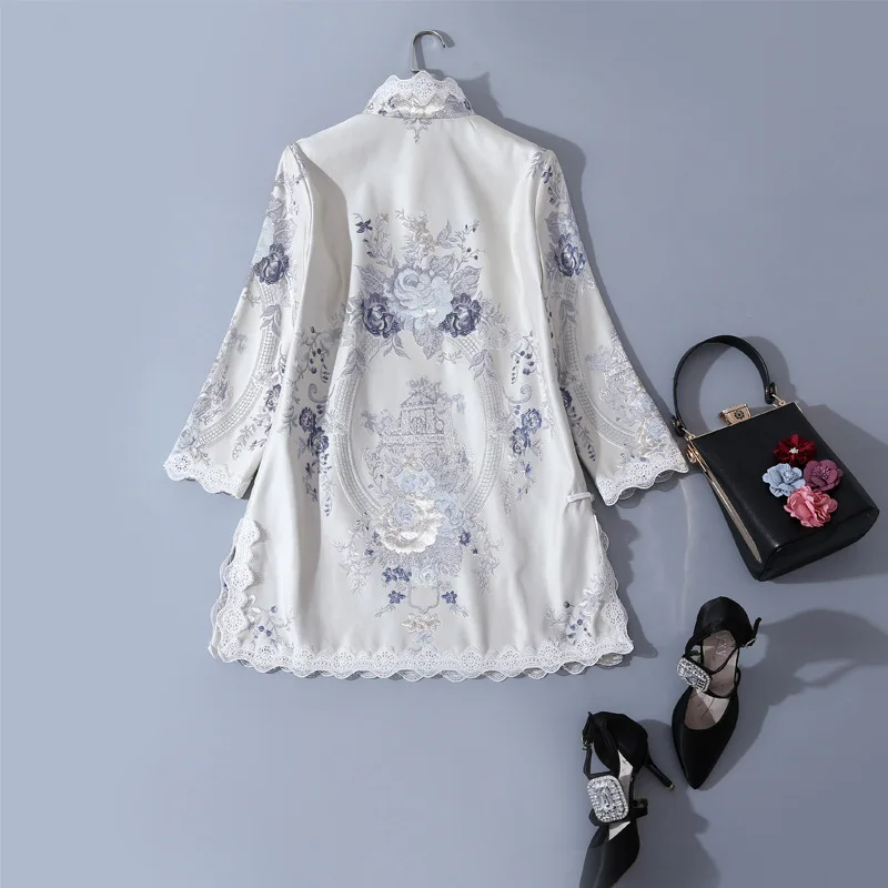 Улучшенный Cheongsam Новый китайский стиль ретро свободная кружевная вышивка