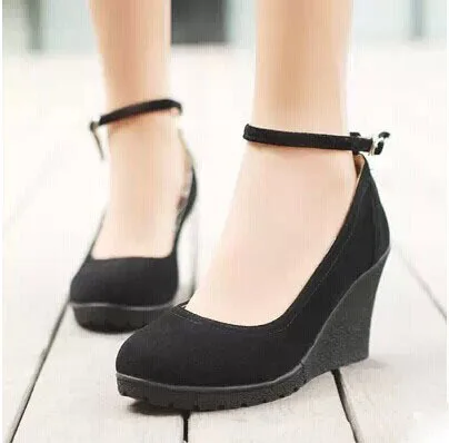 Autumn Vintage Flock Round Toe Platform Wedges Shoes For Women Classic  Women Wedges Office Heels Ladies High Heels Shoes Woman - купить по  выгодной цене | AliExpress
