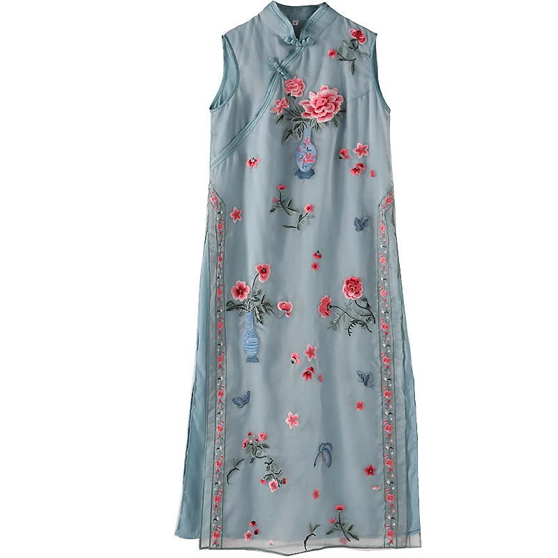 Высококачественное летнее женское платье в народном стиле cheongsam улучшенная