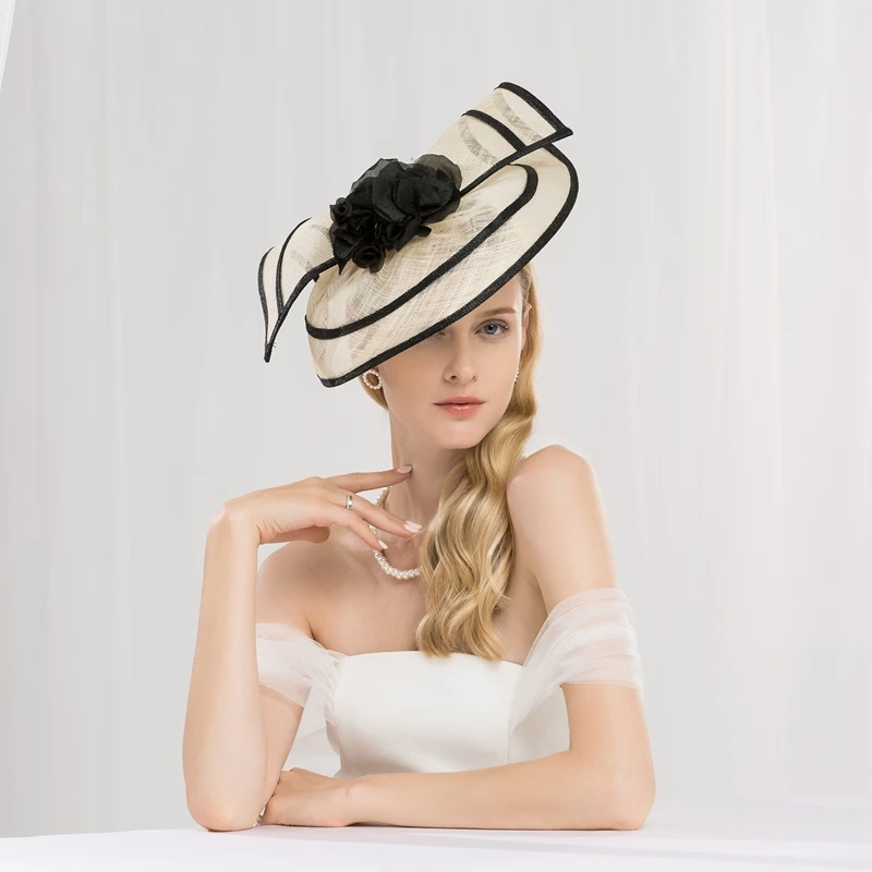 

Шляпа-федора из пеньковой пряжи, женская, элегантная, на раннюю весну, в британском стиле, для церкви и свадьбы, для торжественных случаев, H218