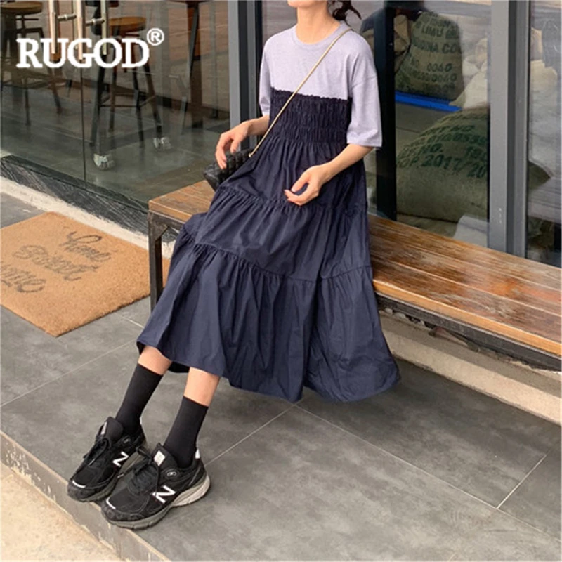 RUGOD/новое летнее женское платье милое бальное в стиле пэчворк с круглым вырезом