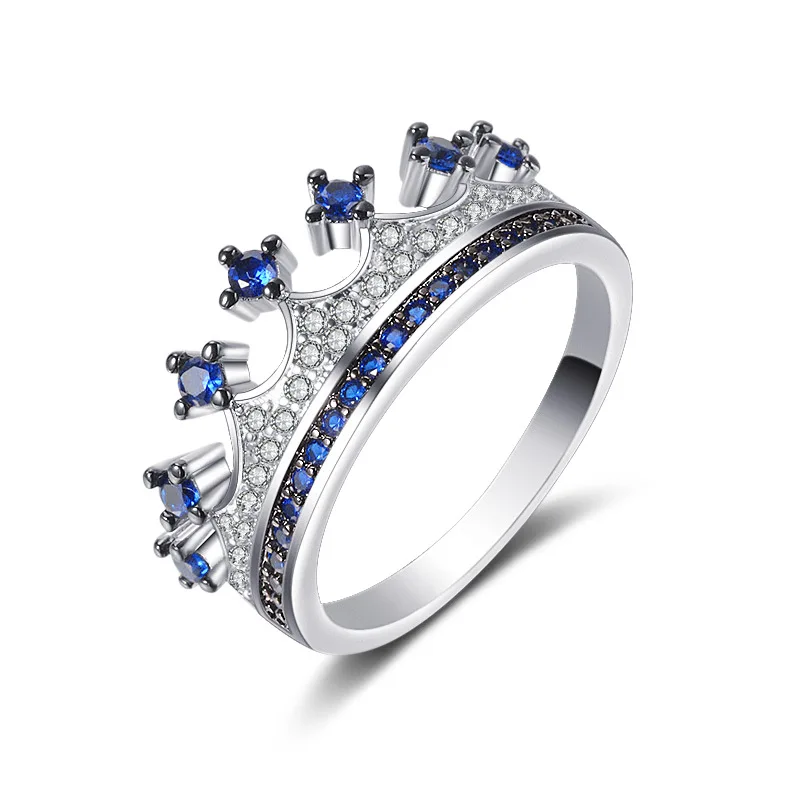 Seanlov Romantic Crown Rings Silver Color Blue Red CZ For Women Fashion Green Zirconia Jewelry Wedding | Украшения и аксессуары