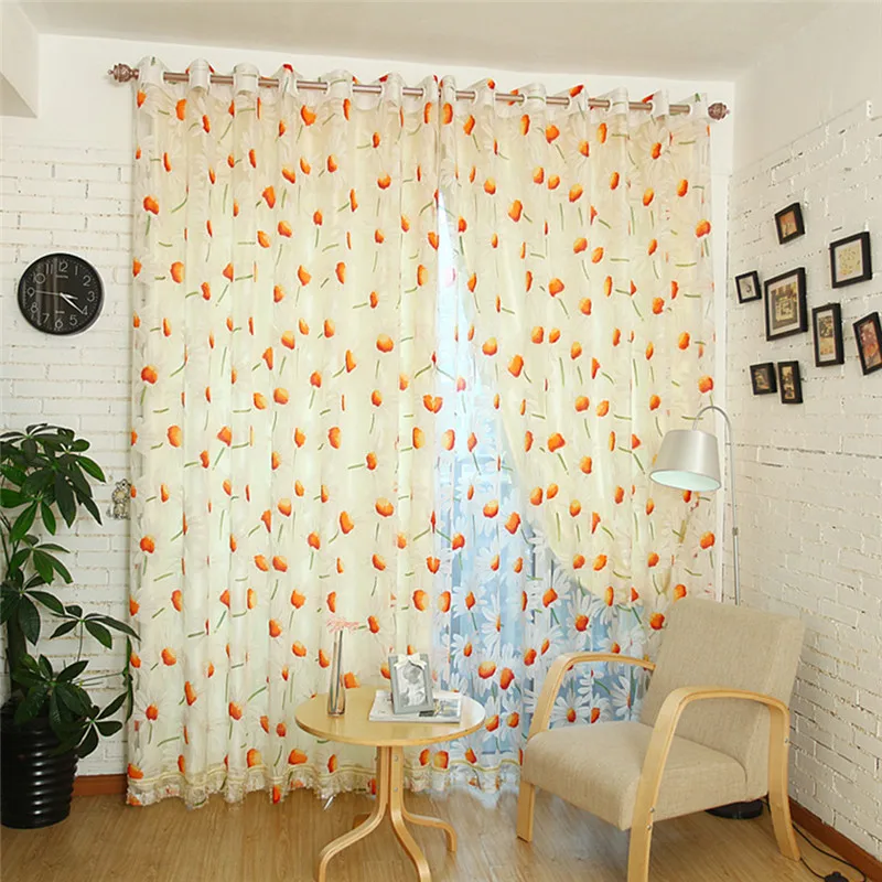 Окна балкон тюль шторы Дейзи напечатано сладкий романтический вуаль занавес для