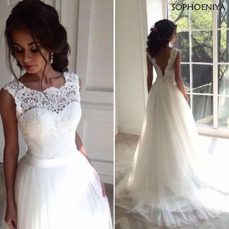 

Vestido de novia белые кружева аппликации с открытой спиной летние богемные Свадебные платья а-силуэта элегантное пляжное свадебное платье robe de ...