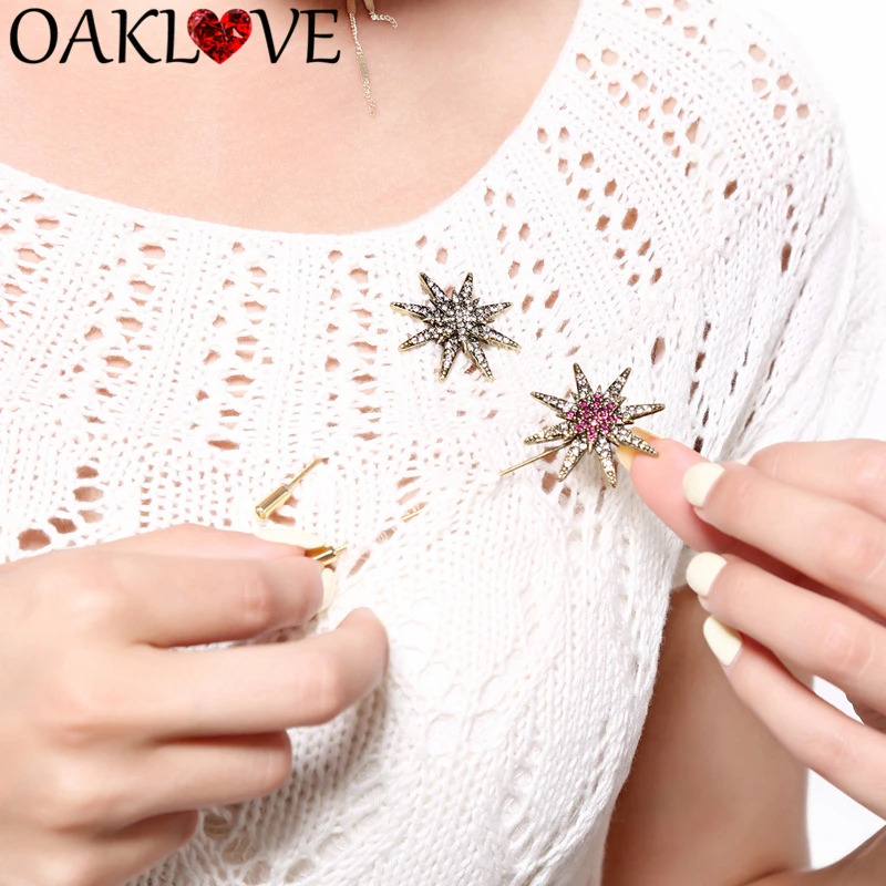 2019 Новые Броши звезды из горного хрусталя для женщин и мужчин золотые серебряные