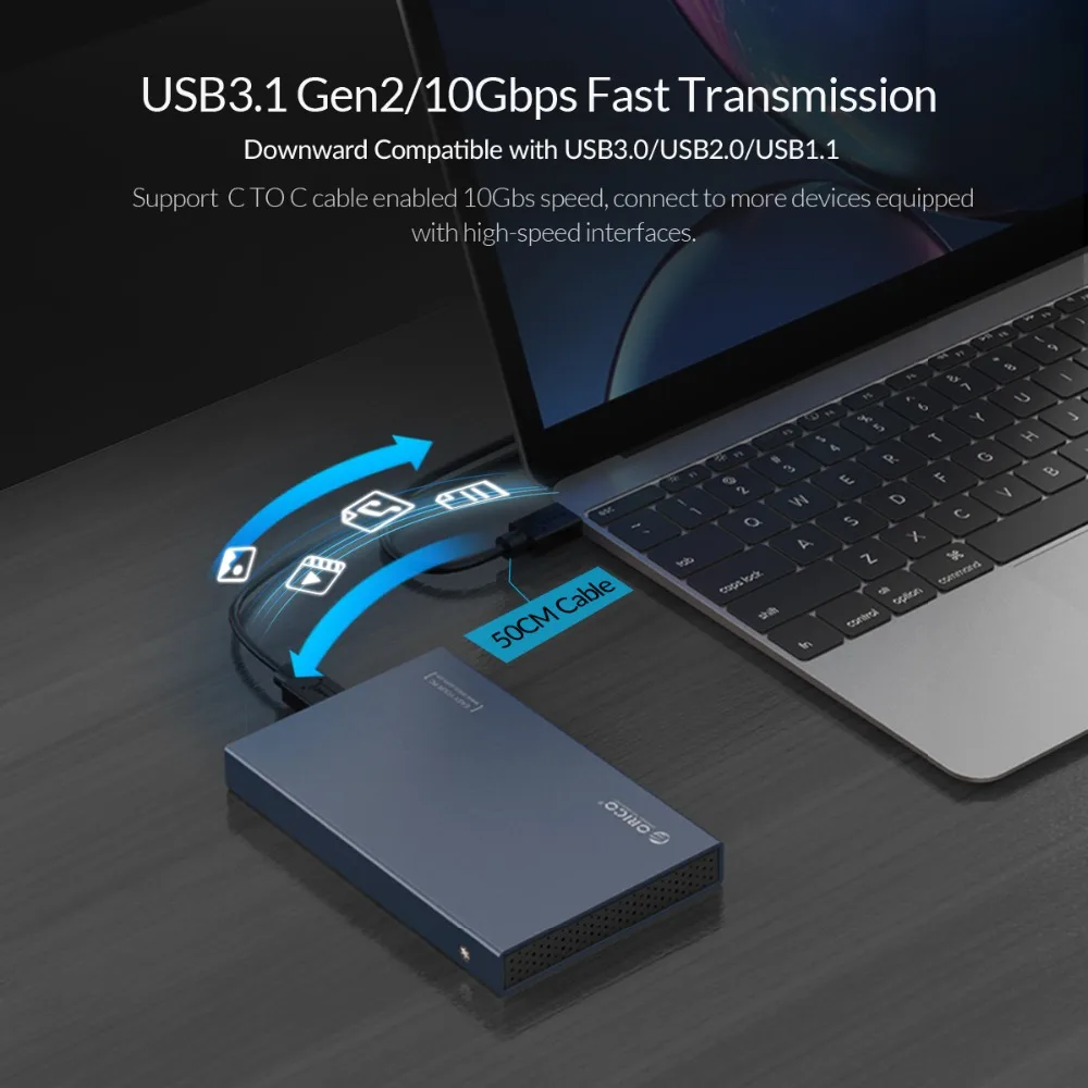Чехол для жесткого диска ORICO из алюминиевого сплава USB3.1 Gen2 2 5 ''type-C с