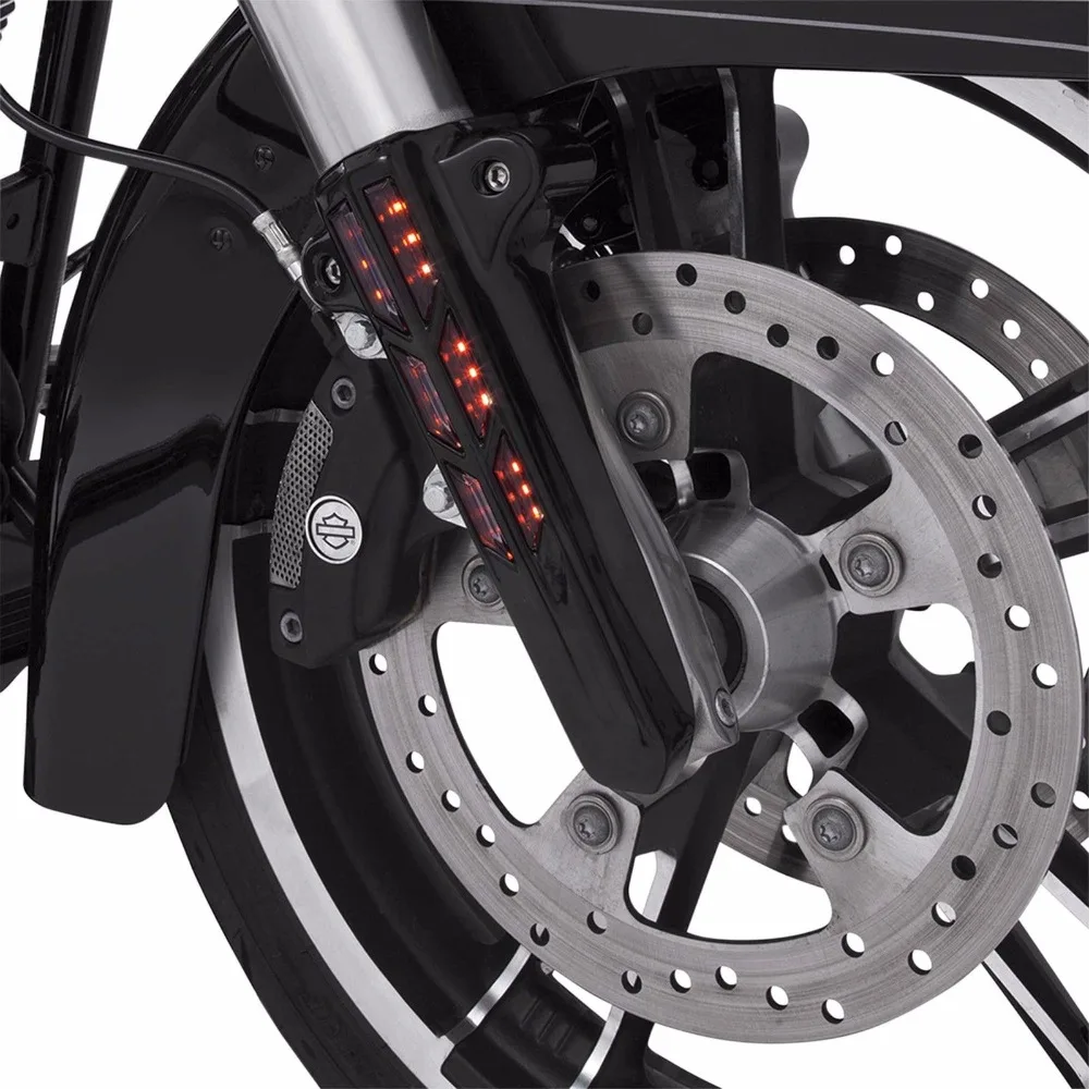 

Motorcycle Lower Fork Leg Covers LED Turn Signals Light For Harley Touring FLHT FLHX FLHR 2014-up