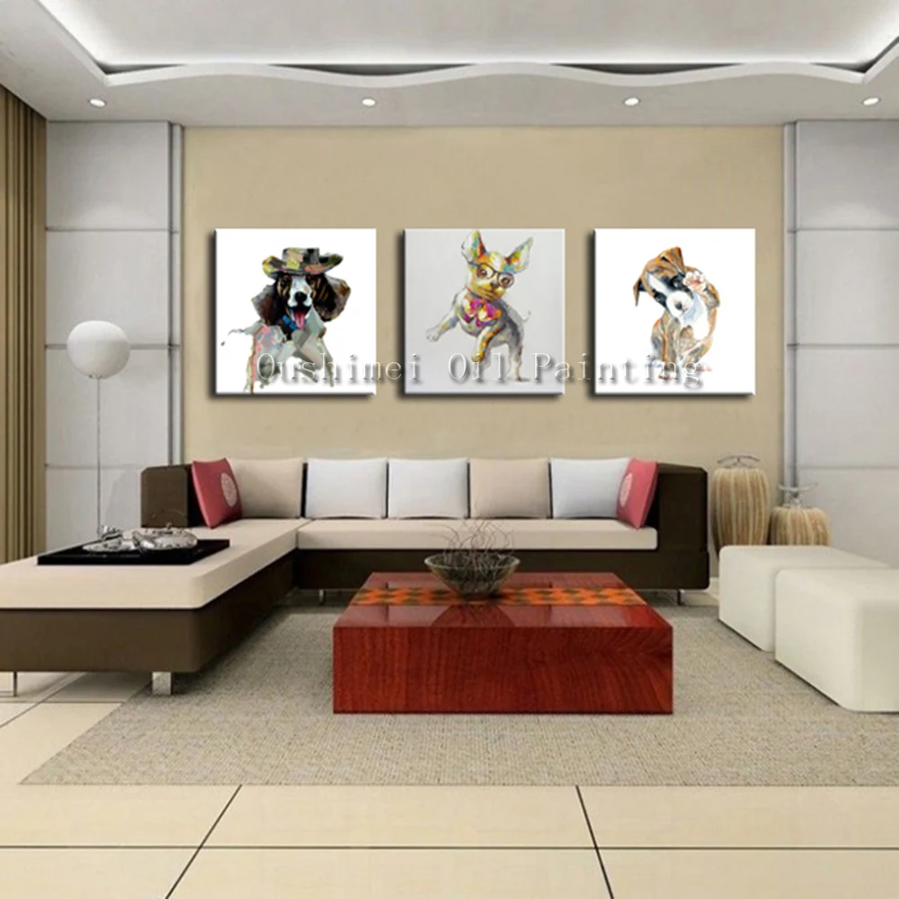 

Hand Painted Picture on Canvas Modern Dog Animal Wall Art Painting For Living Room Hang Paintings Home Decor Oil Painting