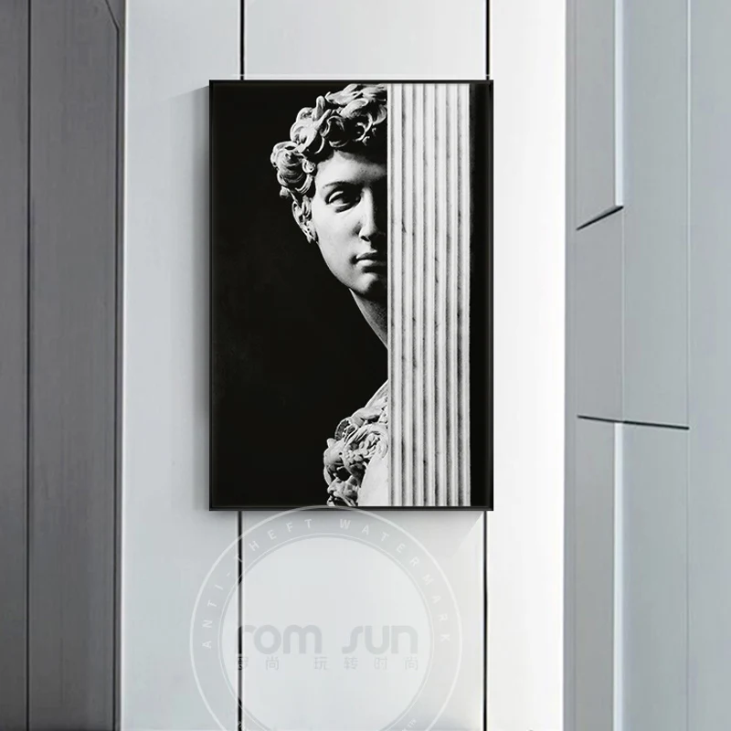 

Famous Artistic Plaster Statue David Canvas Painting Abstract Poster Print For Living Room Aisle Fashion HD Creative Home Decor