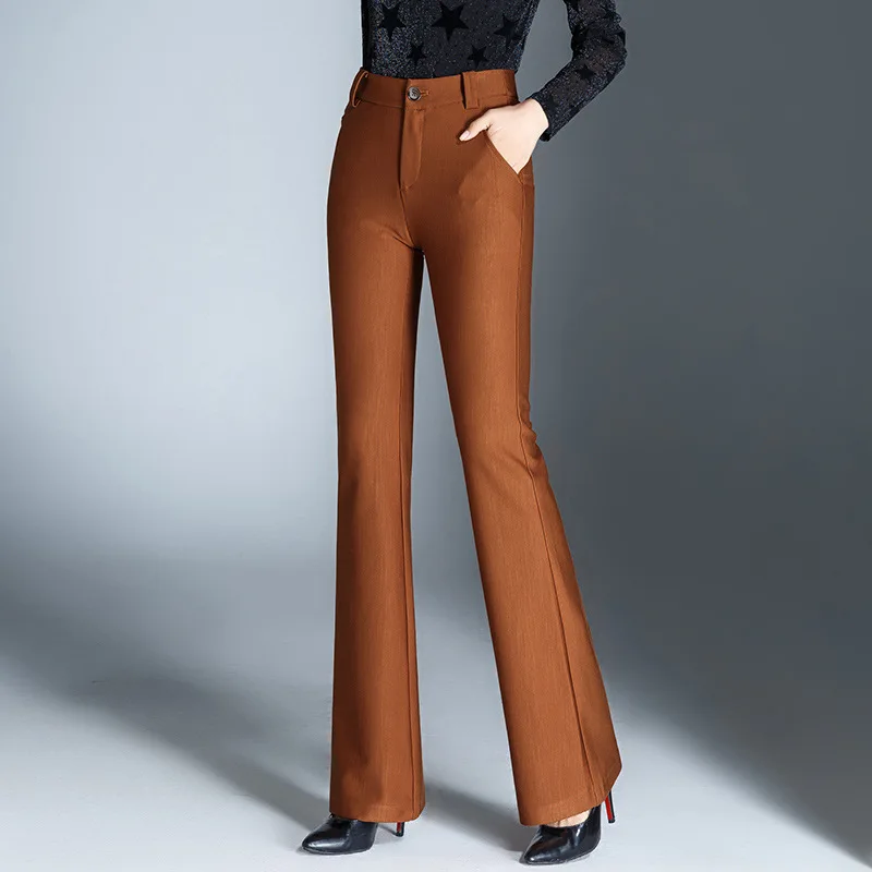 

Fashion High Waist Flare Pants Women Casual Elegant Elegant work Pants Female Solid skinny Trousers Female Bottom OL Suit Pants