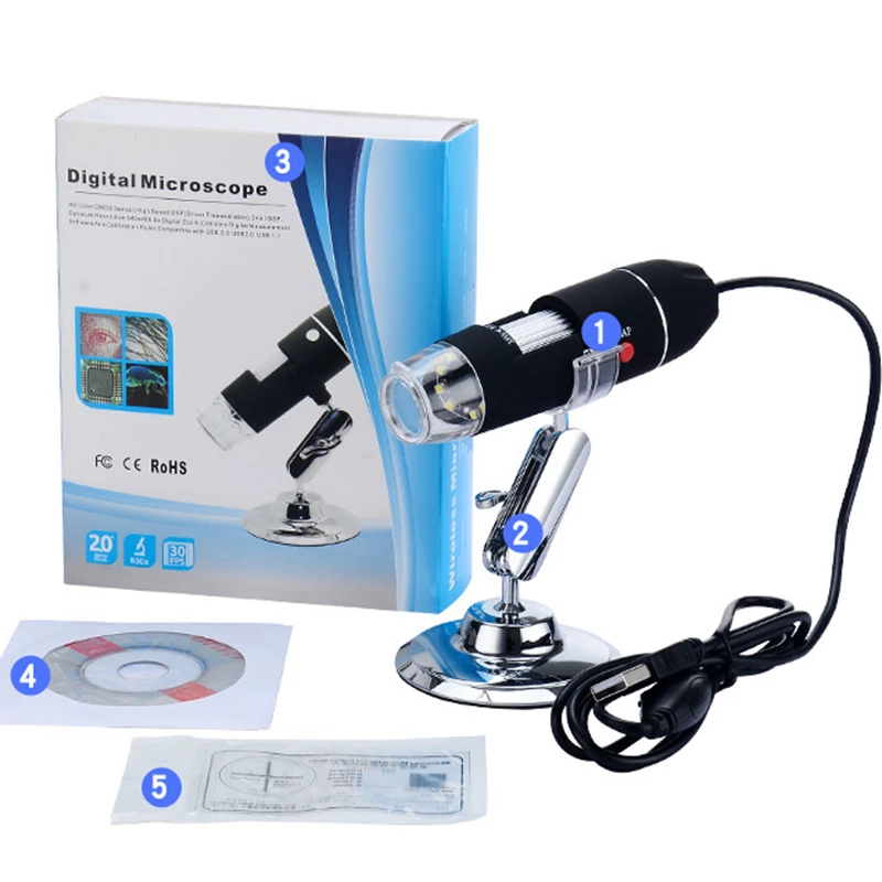 Цифровые микроскопы 6 светодиодов USB микроскоп 1000X 1600X функция масштабирования 640x480 стерео микроскоп