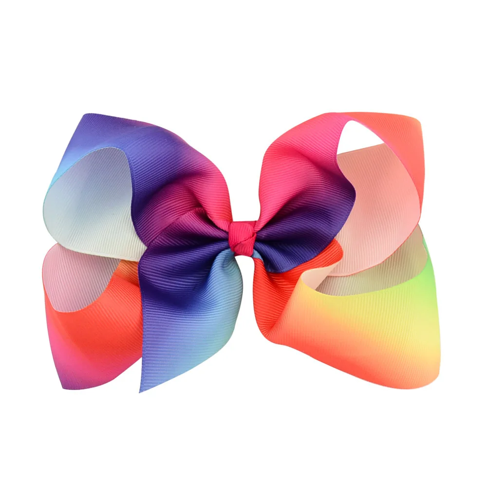 

1Pc 6 Inch Gradient Rainbow Color Grosgrain Ribbon Bow Children Kids Alligator Clip Hair Bows Hairpins Girls Hair Accessories
