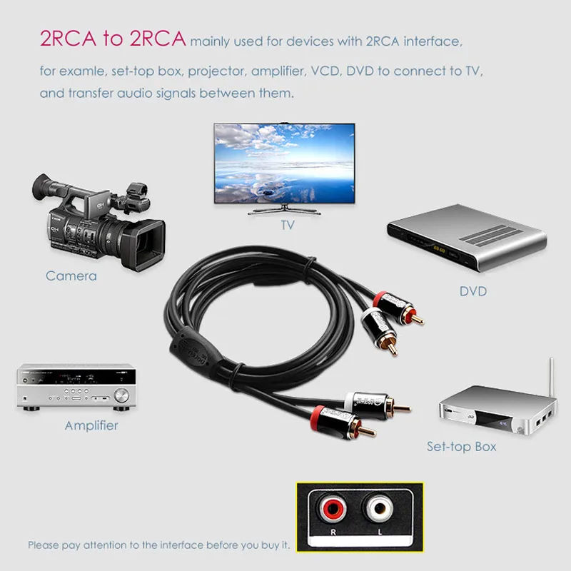 Dorewin 2RCA до 2 rca кабель штекерами RCA аудио позолоченный 3.5 Jack av для дома театр DVD ТВ