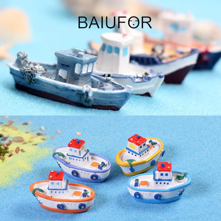 BAIUFOR миниатюрные фигурки и мини полимерная рыбацкая лодка модель круизного