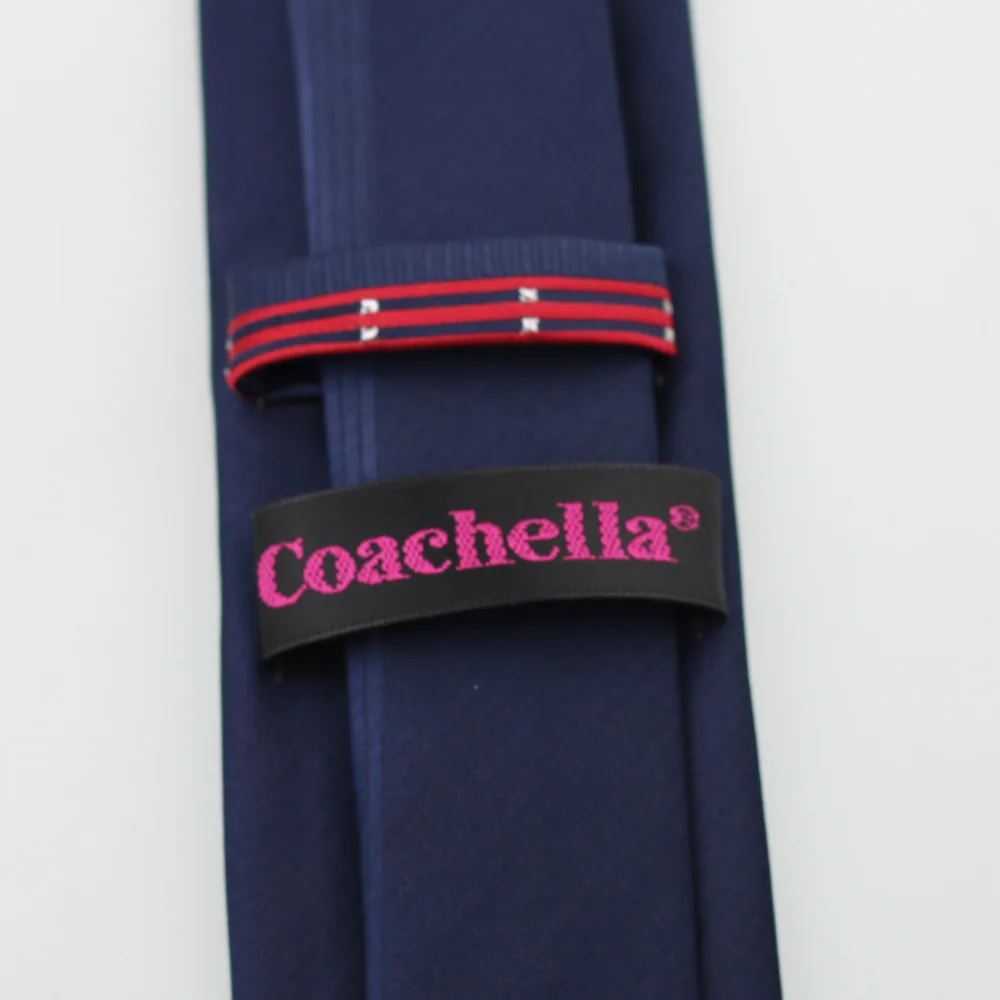 Темно синий галстук с красными полосками Coachella из микрофибры узкий 6 см|Мужские