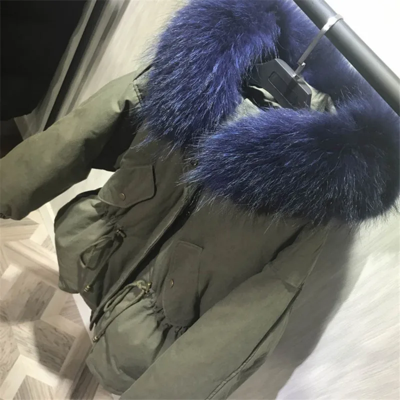 Парка женская зимняя короткая с меховым воротником свободного покроя|real fur collar
