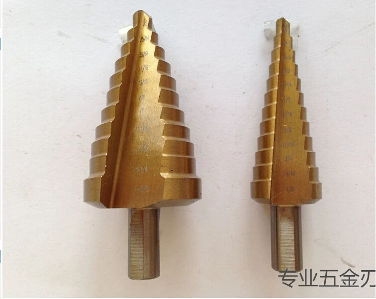 

Ступенчатое сверло из быстрорежущей стали, 2 шт./компл., 1 шт., 3/16-7/8 дюйма и 1 шт., 1/4-1-1/4 дюйма, коническое ступенчатое сверло с Оловянным покрыти...