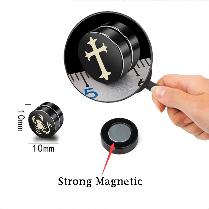 1 шт. крепкие магнитные серьги гвоздики в стиле панк для здоровья не пирсинг без