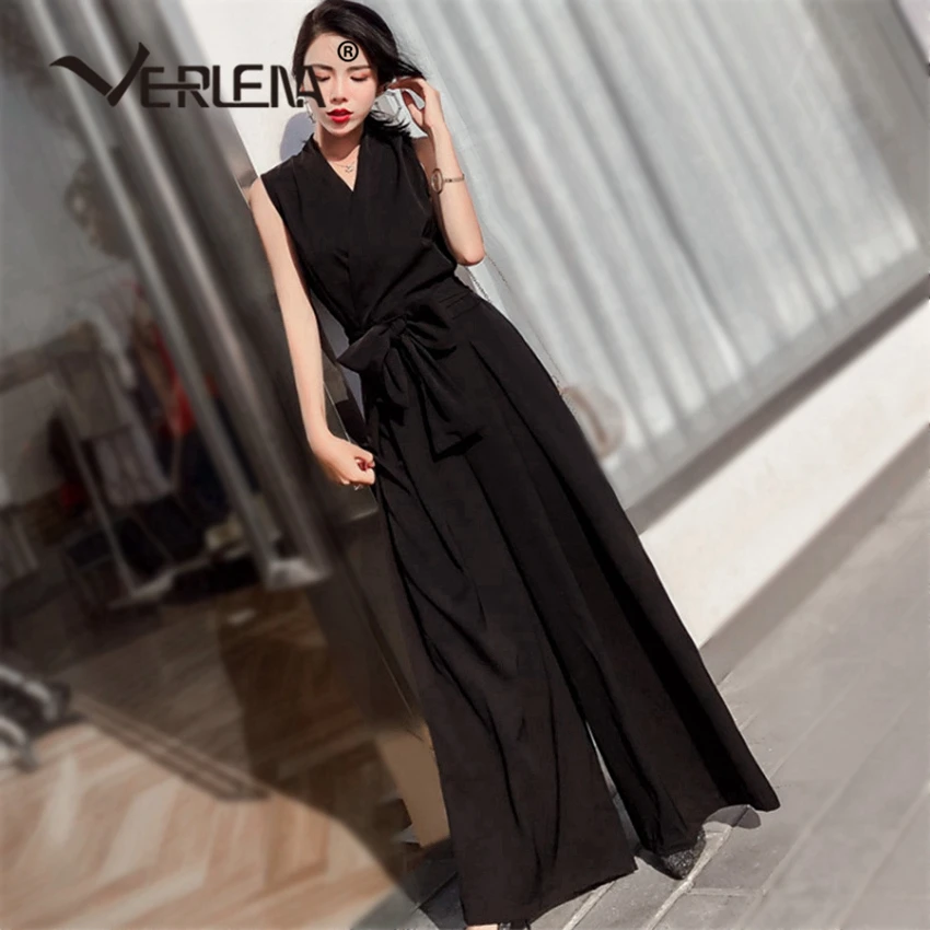 Женский Длинный комбинезон с широкими штанинами Verlena Белый Элегантный без