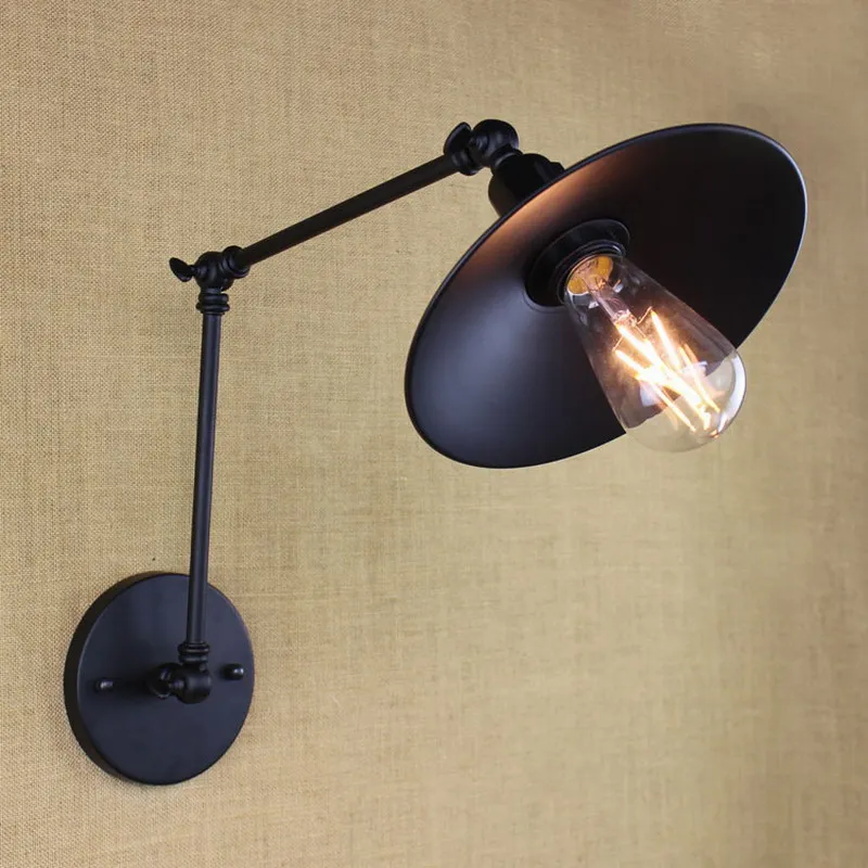 Антикварная черная Ретро промышленная Мини Регулируемая настенная лампа с