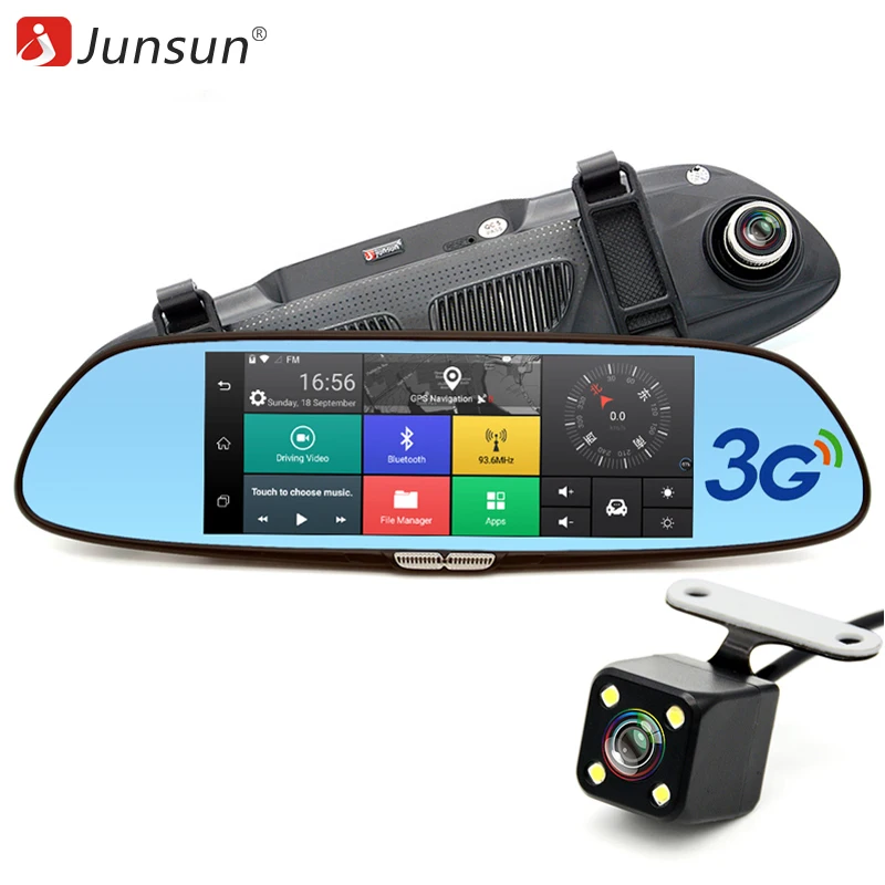 Junsun 7 дюймовый 3G навигатор автомобильный Dual камера заднего вида регистратор